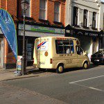 Ice Cream Van outside Ballybrack with flag and CU sign