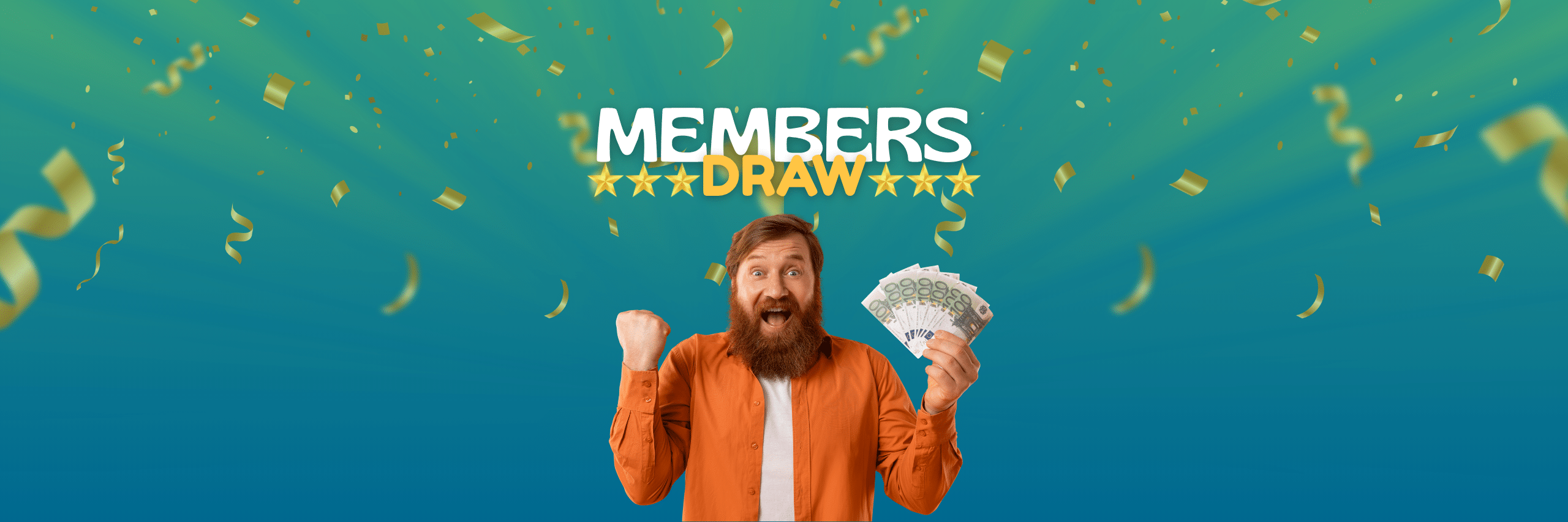 Happy person winning member draw