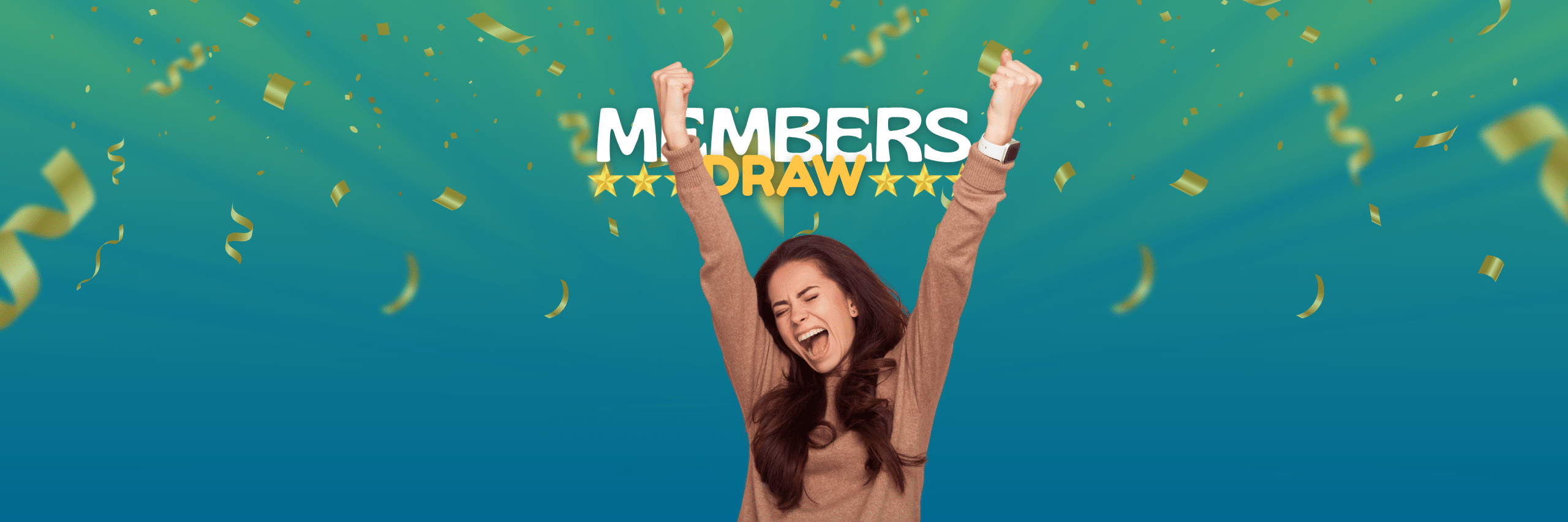 Happy person winning prize draw money