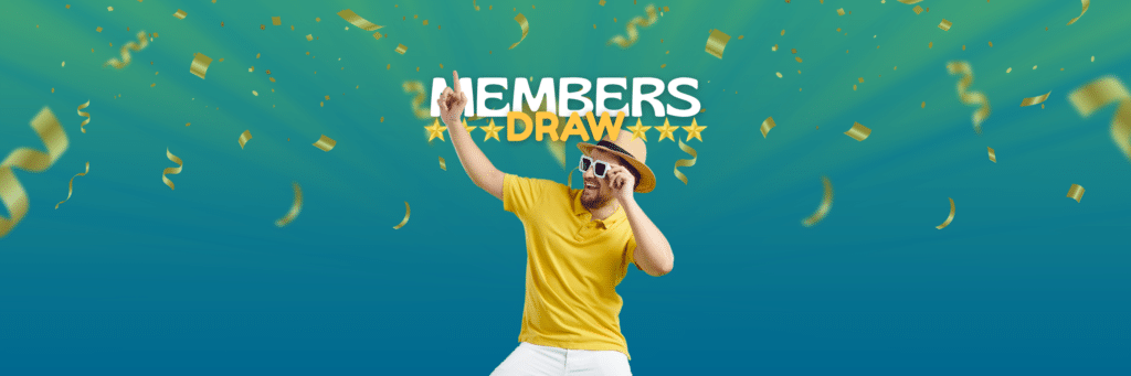 Happy person winning prize draw money