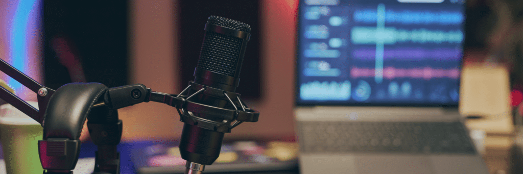 A microphone in a radio studio