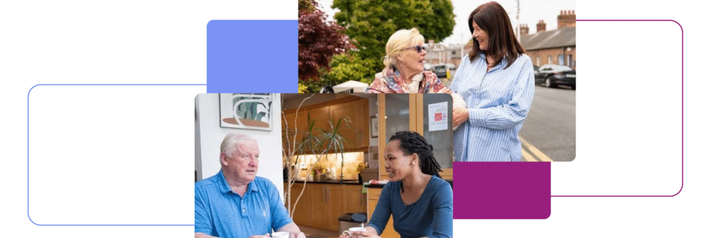 Collage of older people being helped by carers